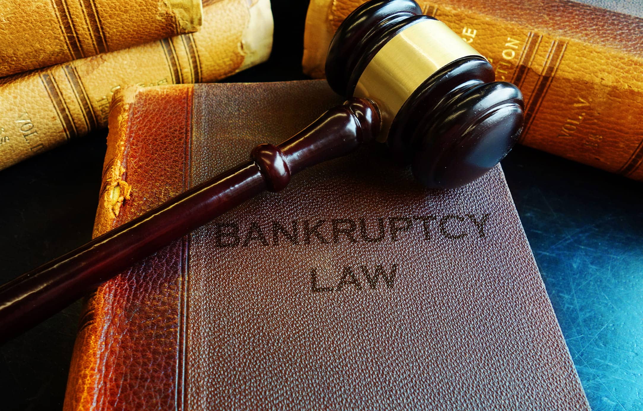gavel of justice on top of bankruptcy law book