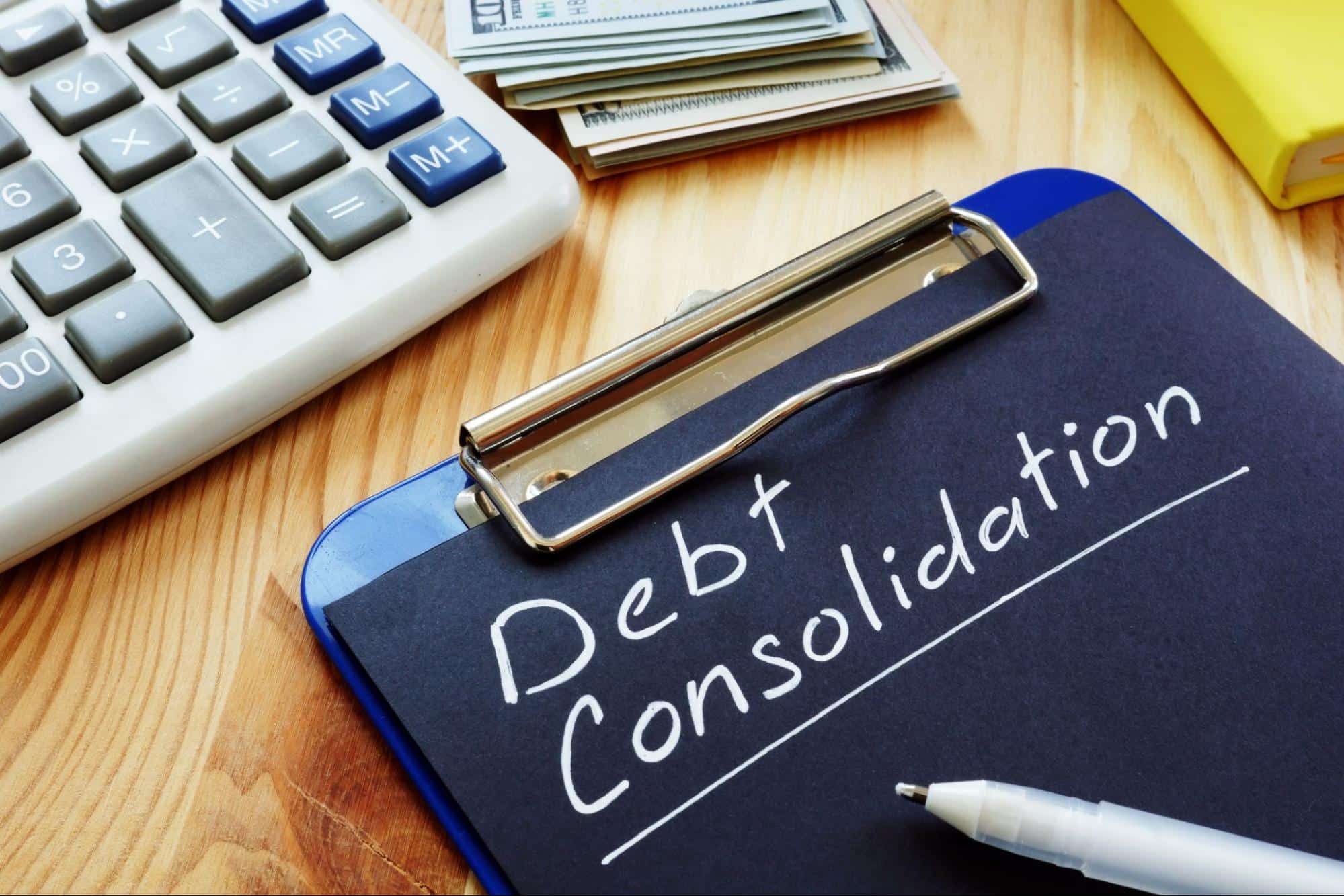 debt consolidation written on clipboard