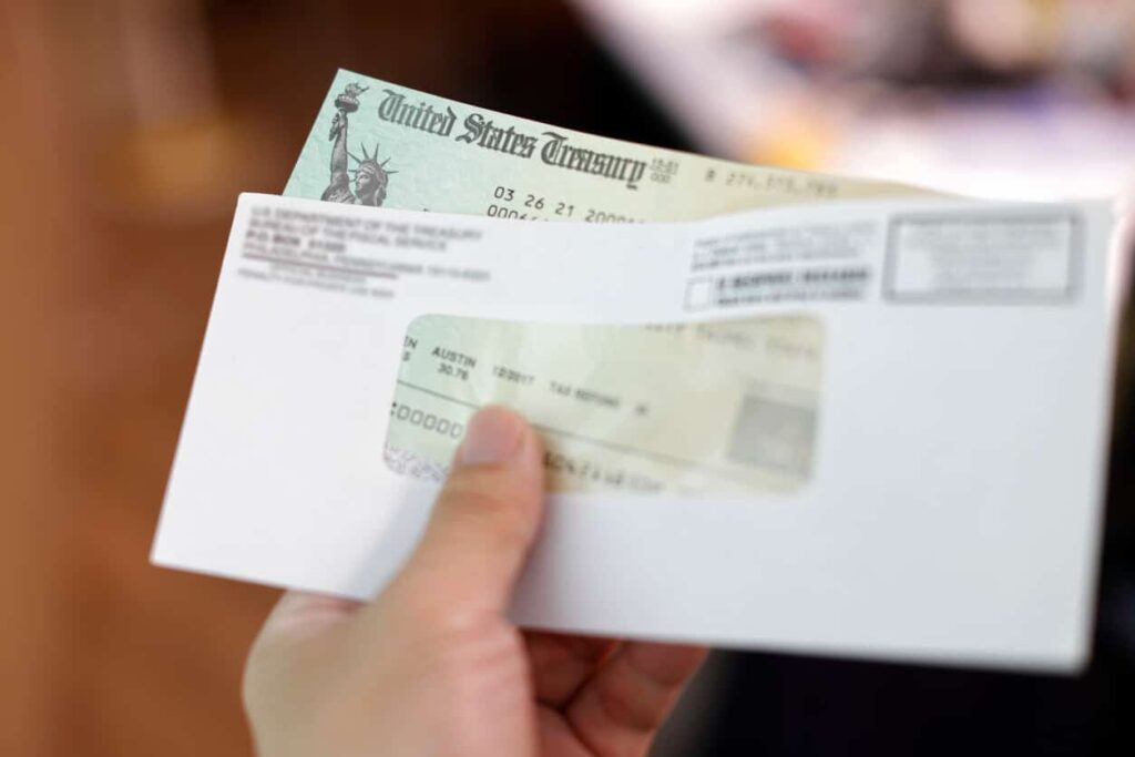 Tax return check in envelope