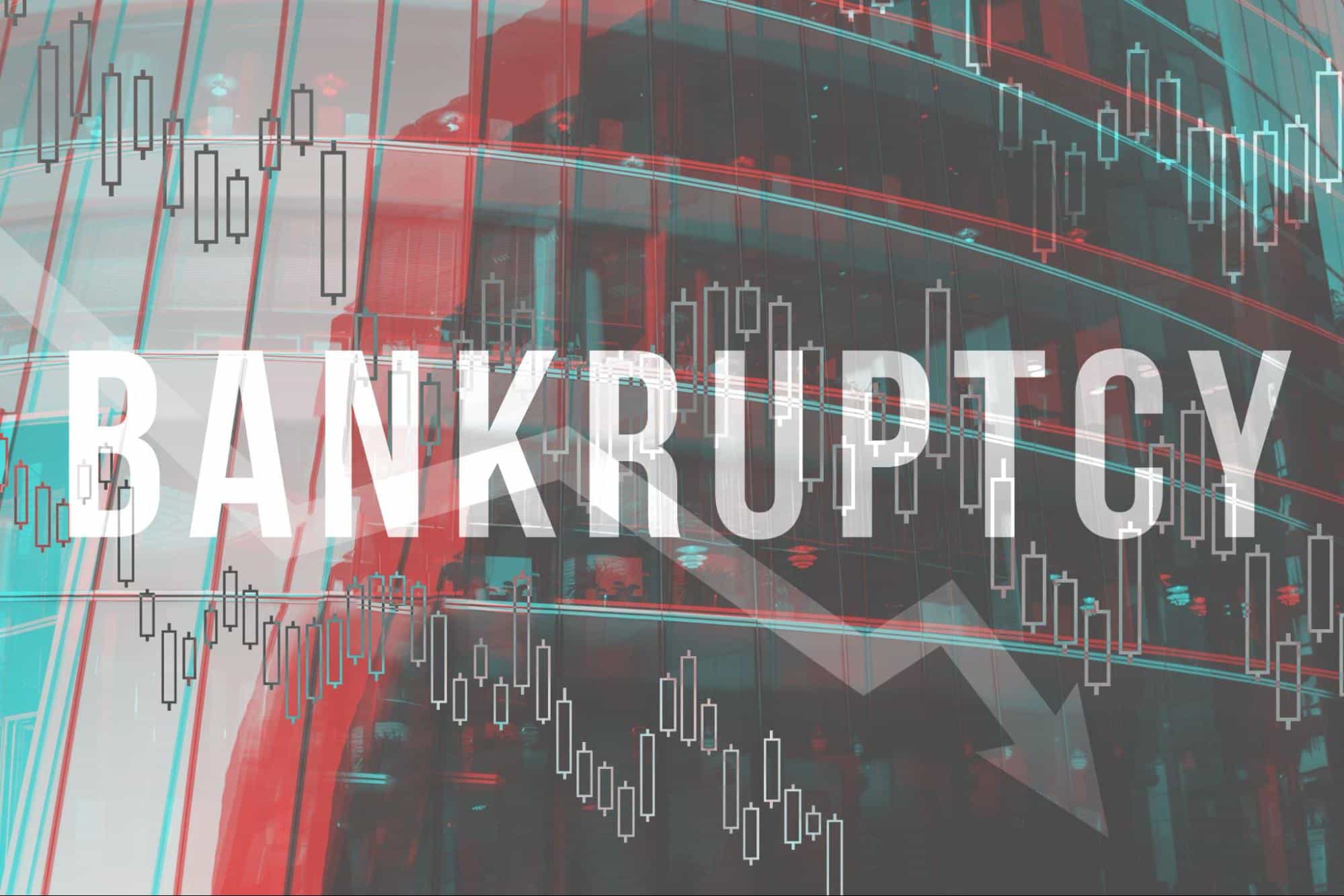 bankruptcy text on background of modern building